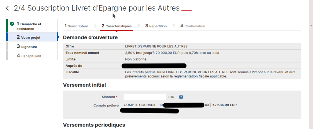 Le montant indiqué correspond au solde de mon compte courant à la date de début de la souscription. Il ne correspond plus au solde actuel à la date de finalisation.